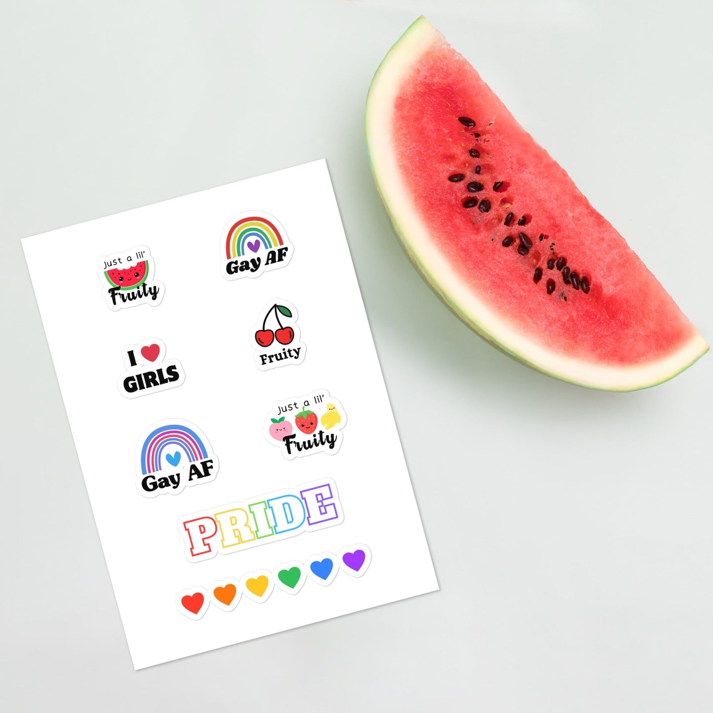 PRIDE Rainbow - Sticker Sheet (8 stickers) Rave Day