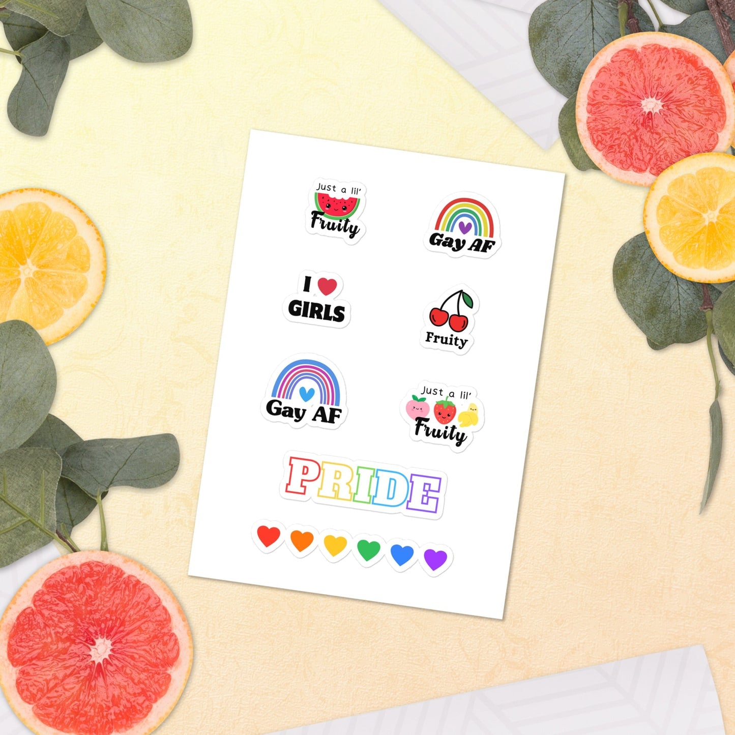 PRIDE Rainbow - Sticker Sheet (8 stickers) Rave Day