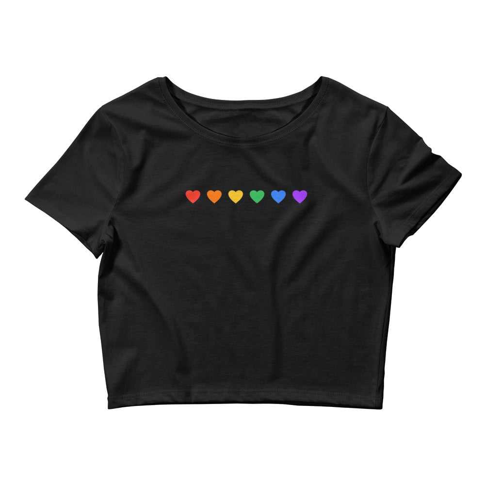 Rainbow Hearts - Black Crop Tee Rave Day