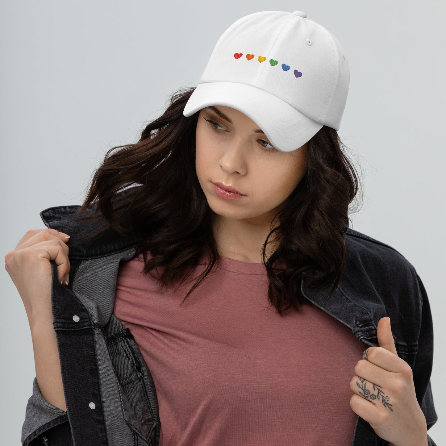 Rainbow Hearts - Dad Hat Rave Day