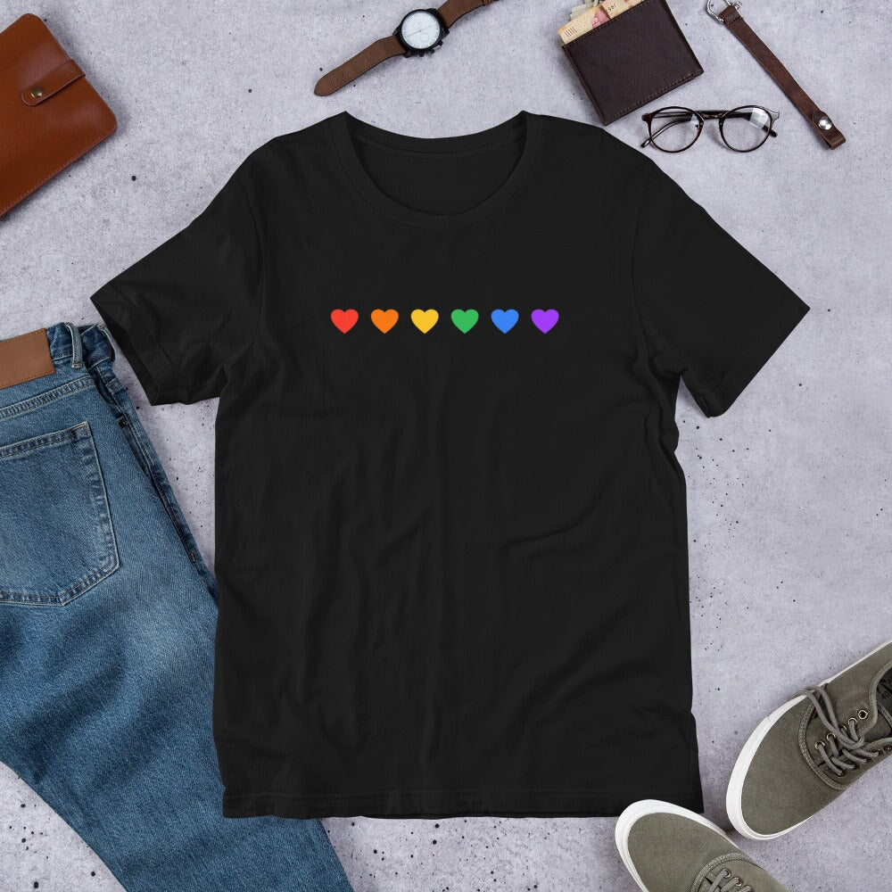Rainbow Hearts - Unisex T-Shirt Rave Day