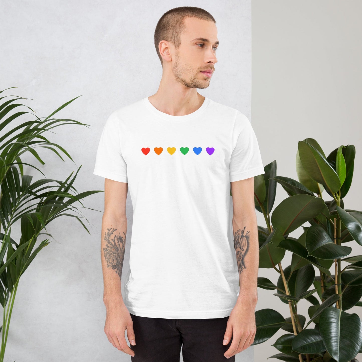 Rainbow Hearts - Unisex T-Shirt (White) Rave Day