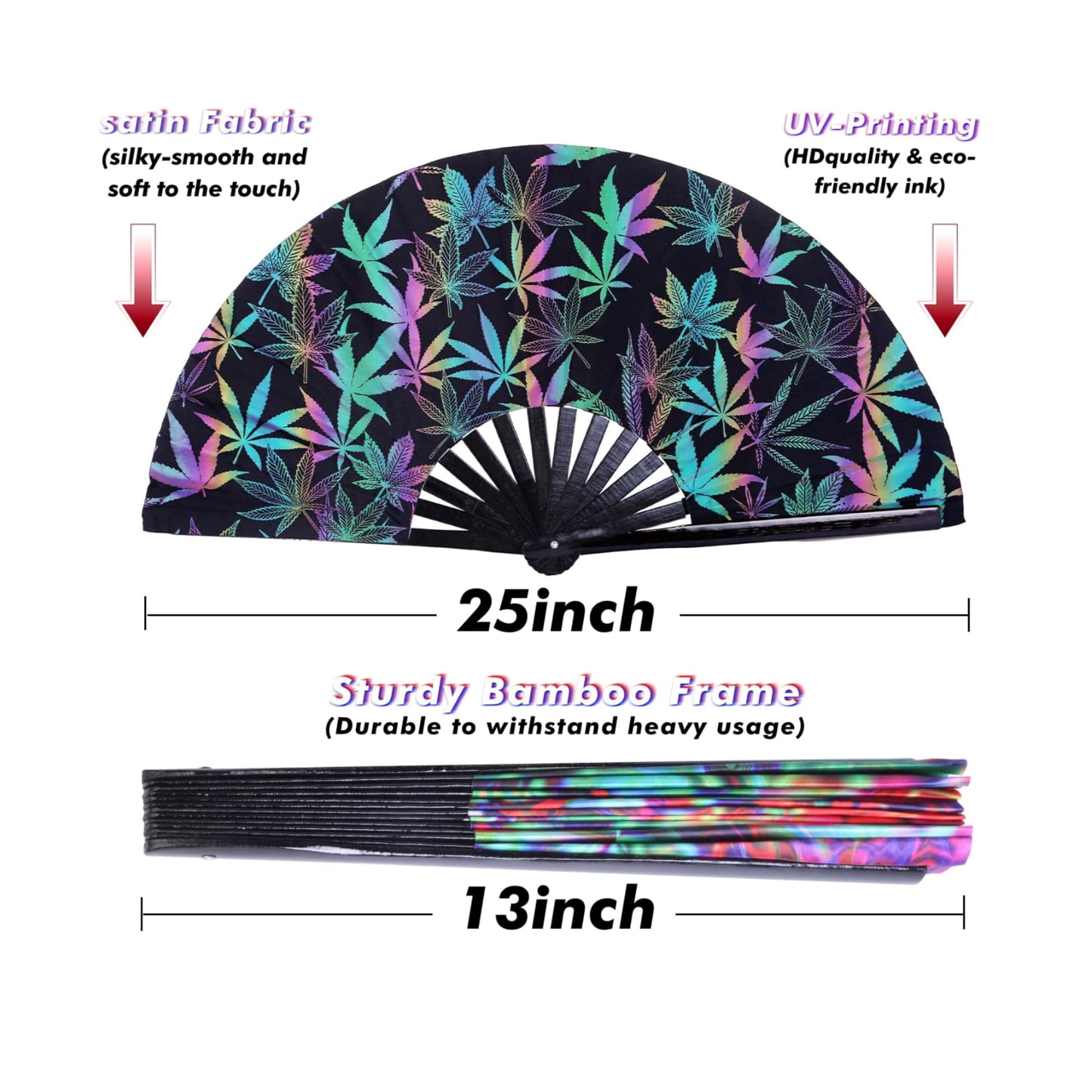 Reflective Holographic Fan - Pot Leaf Design Fan Rave Day