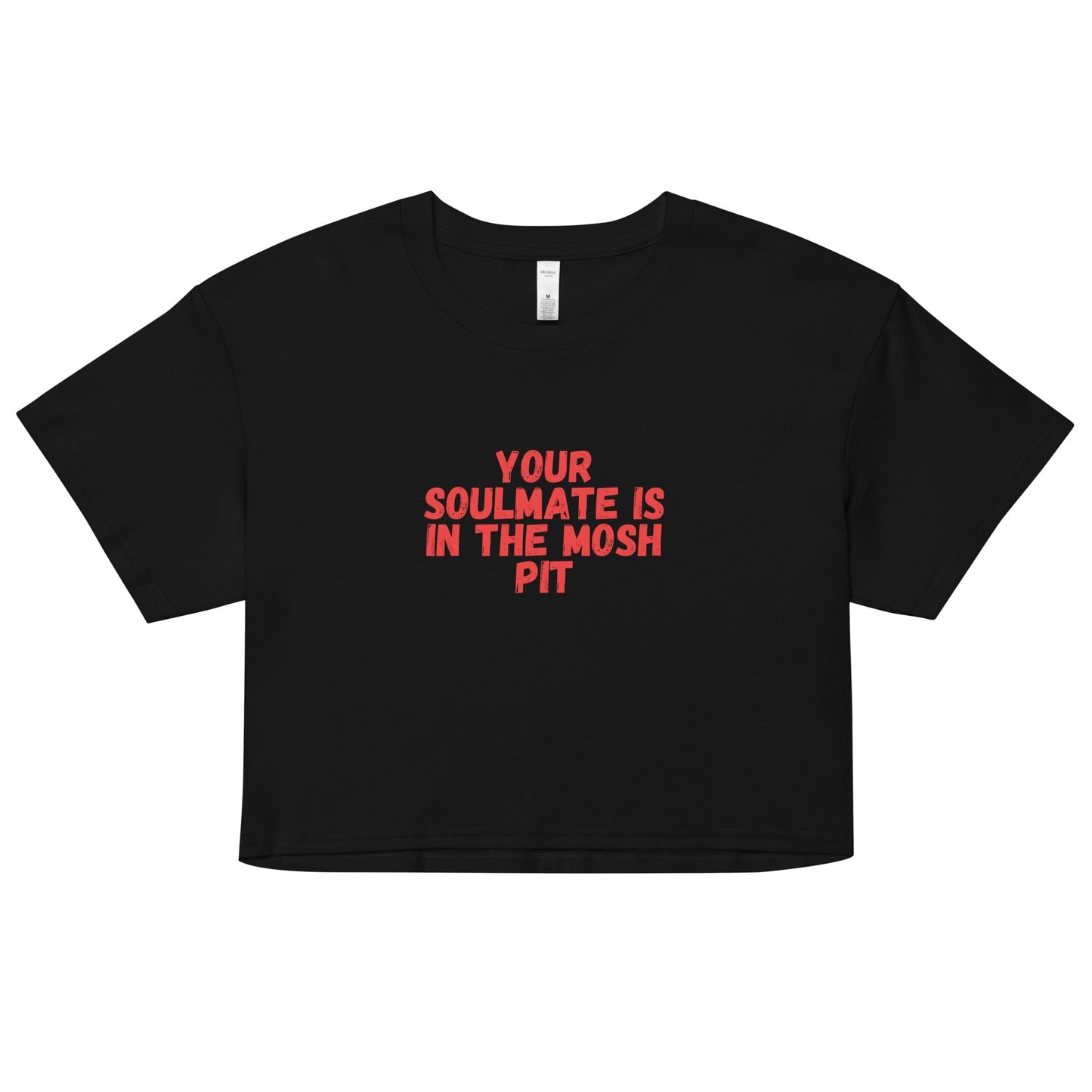 Your Soulmate is in the Mosh Pit – Black/Red Cropped T-Shirt Rave Day