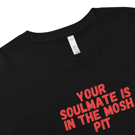 Your Soulmate is in the Mosh Pit – Black/Red Cropped T-Shirt Rave Day