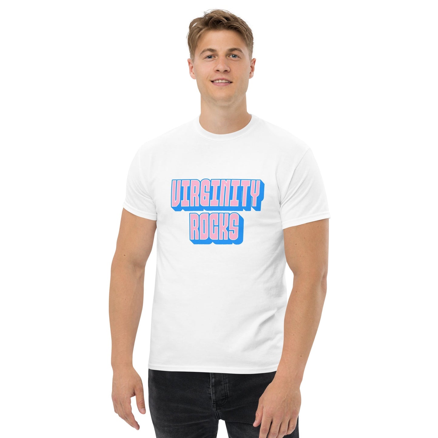 Virginity Rocks (Blue) - Men's classic tee Rave Day