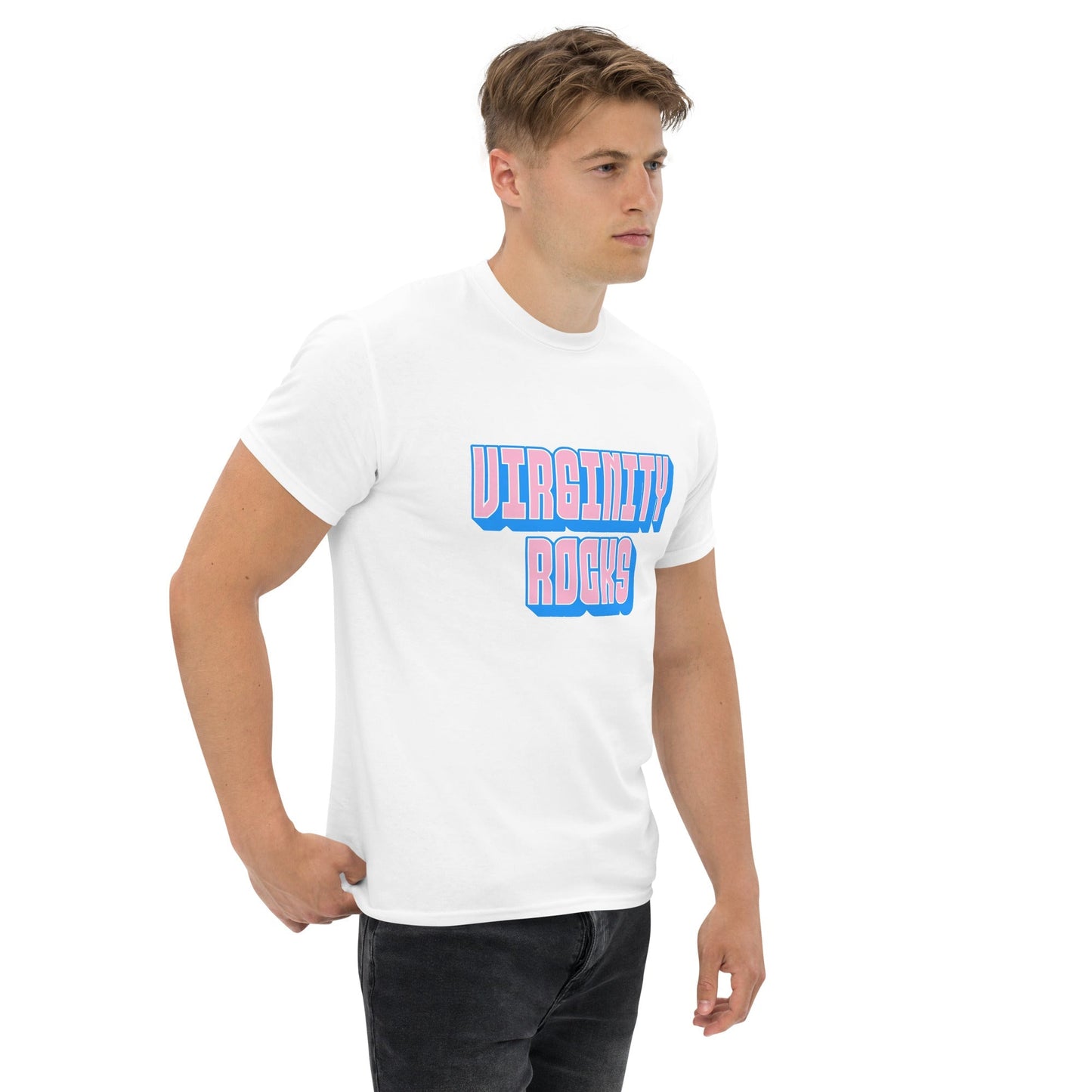 Virginity Rocks (Blue) - Men's classic tee Rave Day