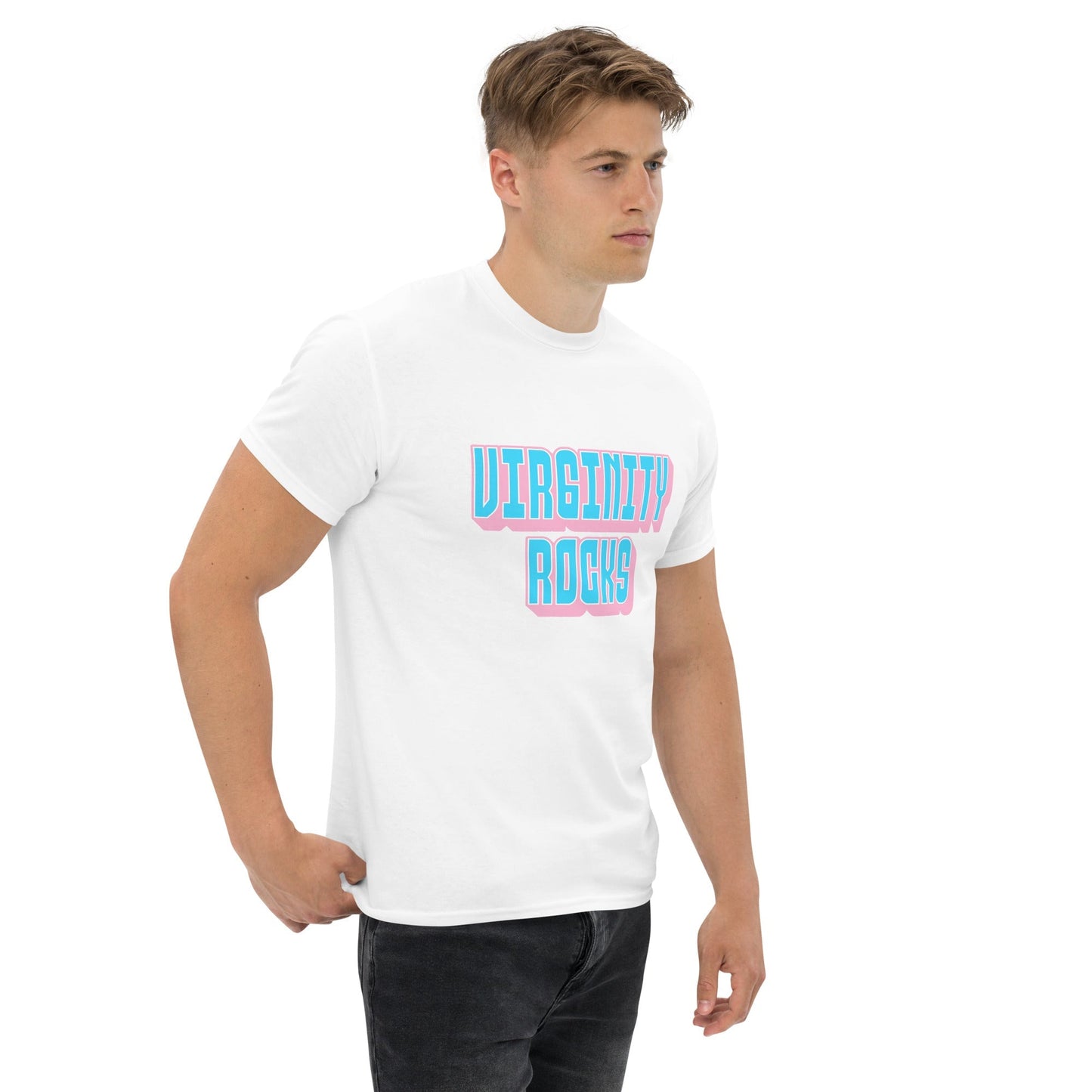 Virginity Rocks (Pink) - Men's classic tee Rave Day