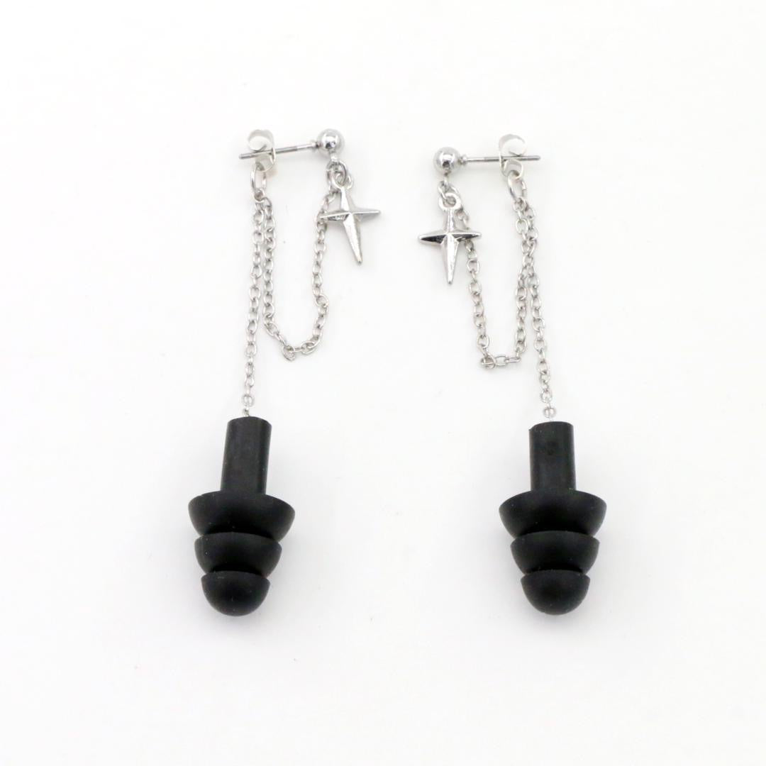 Earplug Earrings – Silver Chain & Star
