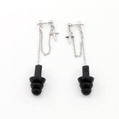Earplug Earrings – Silver Chain & Star