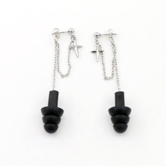 Earplug Earrings – Silver Chain & Star