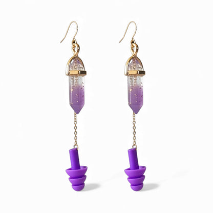 Earplug Earrings - Purple Crystal