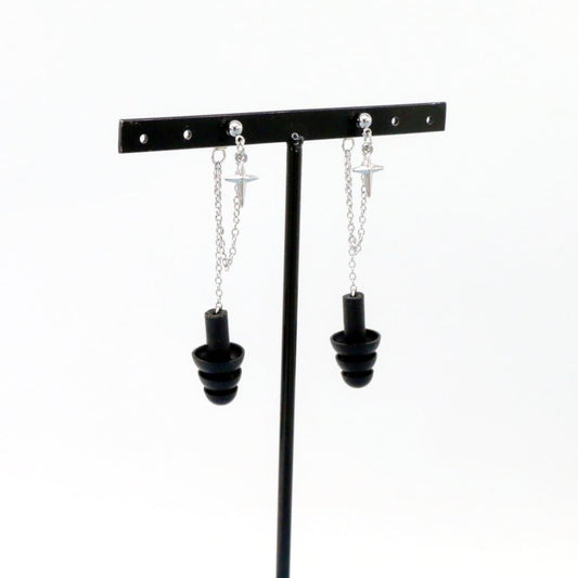 Earplug Earrings – Silver Chain & Star