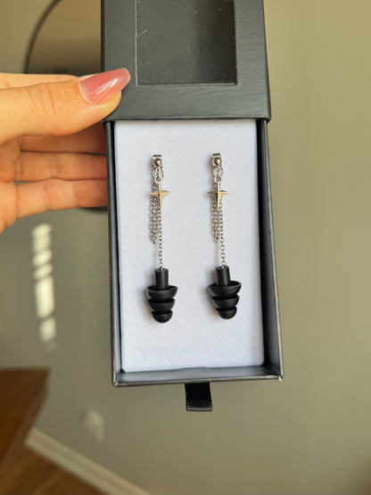 Earplug Earrings – Silver Chain & Star