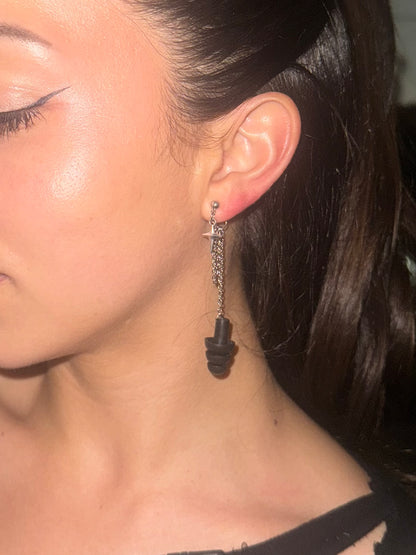 Earplug Earrings – Silver Chain & Star