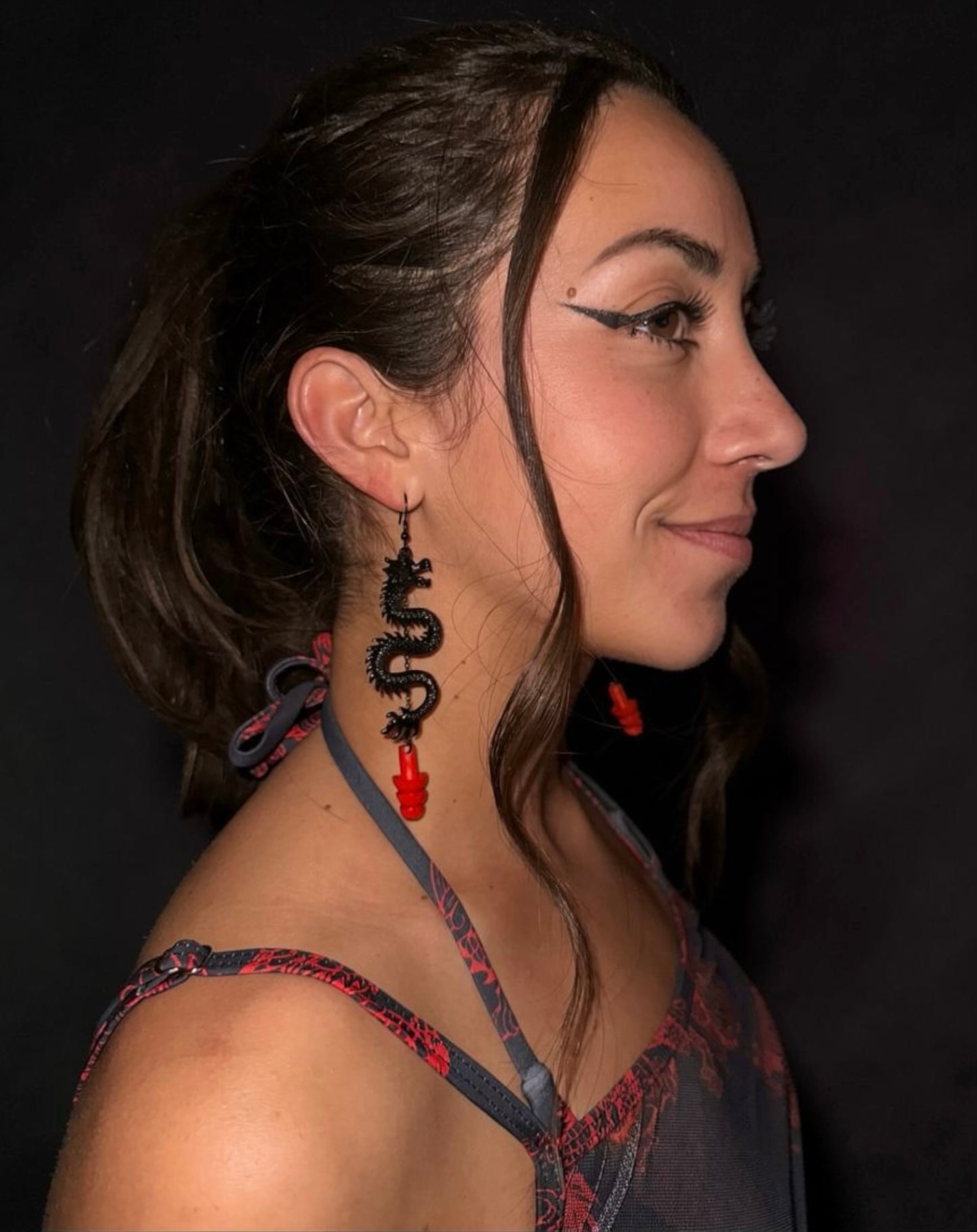 Ear Plug Earrings - Black Dragons