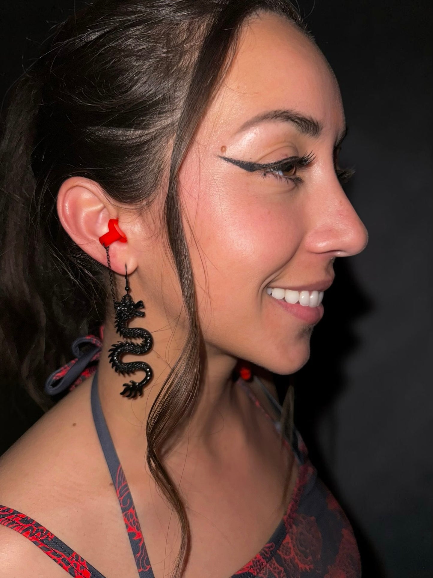 Ear Plug Earrings - Black Dragons