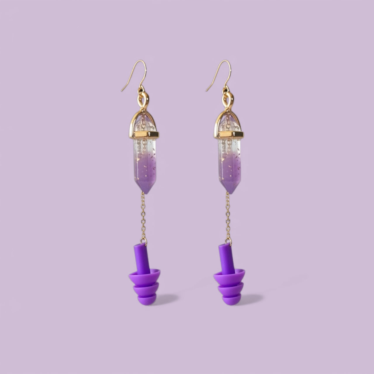 Earplug Earrings - Purple Crystal