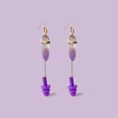 Earplug Earrings - Purple Crystal