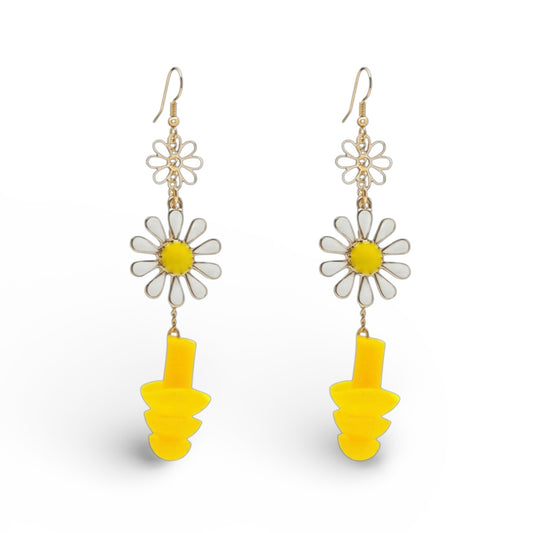 Ear Plug Earrings - Yellow Daisy