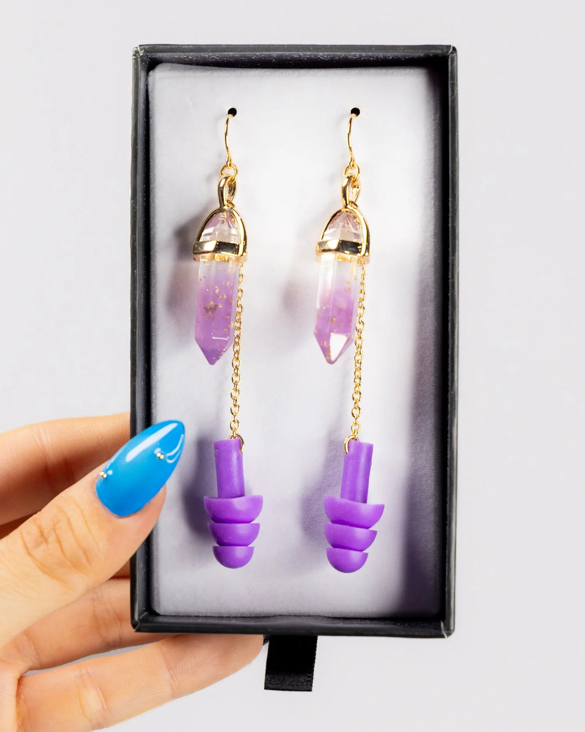Earplug Earrings - Purple Crystal