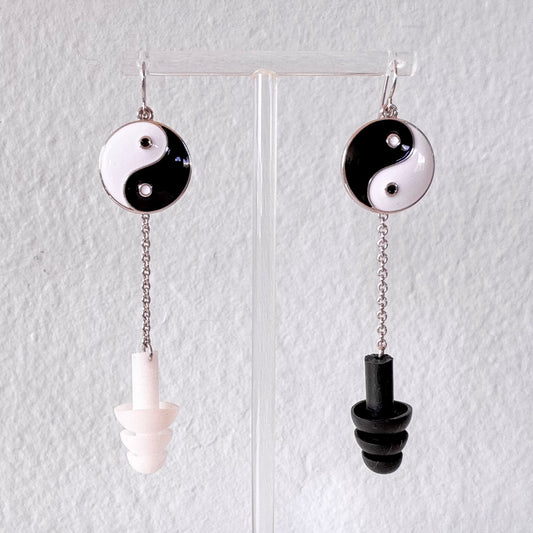 Yin and Yang 
Ear plug jewelry
Earplug earrings
Silicone Ear plugs 
earrings with earplugs attached
sensory jewelry
Rave Accessory 
accessories