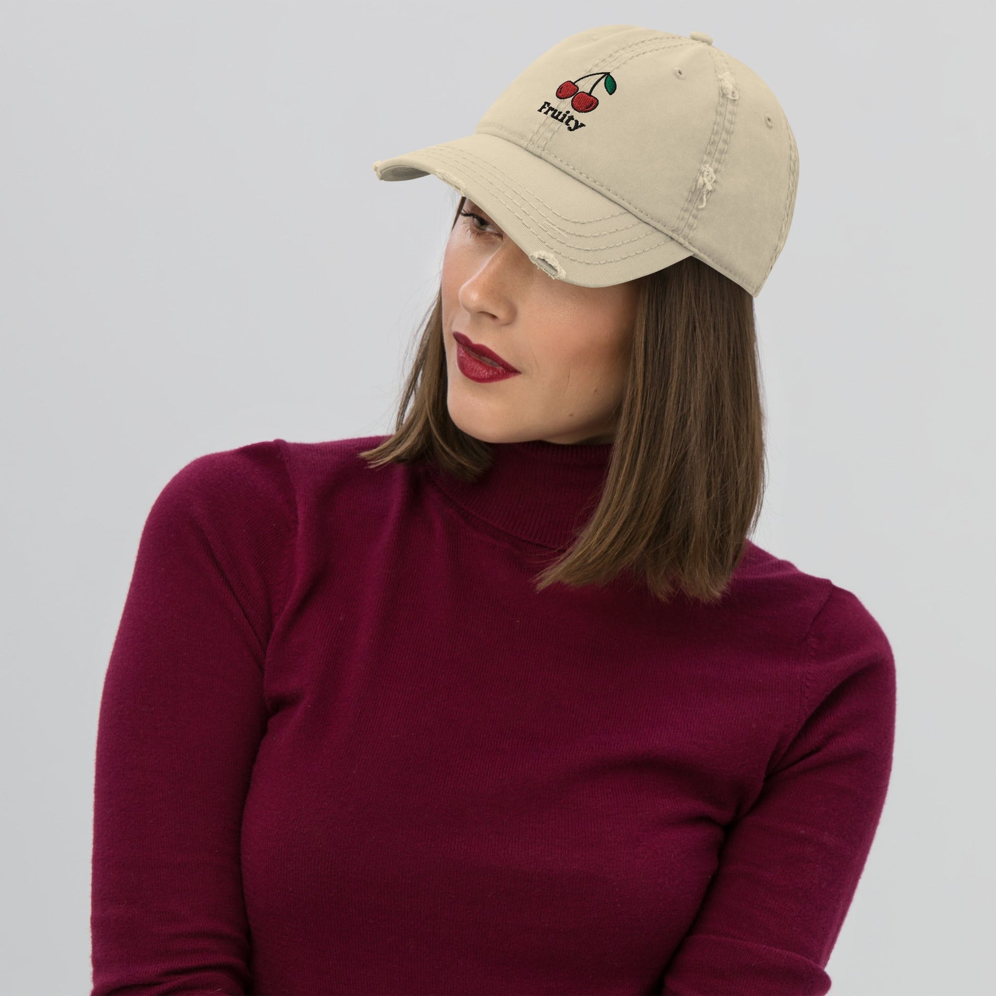 Fruity - Distressed Dad Hat (Khaki) Rave Day 