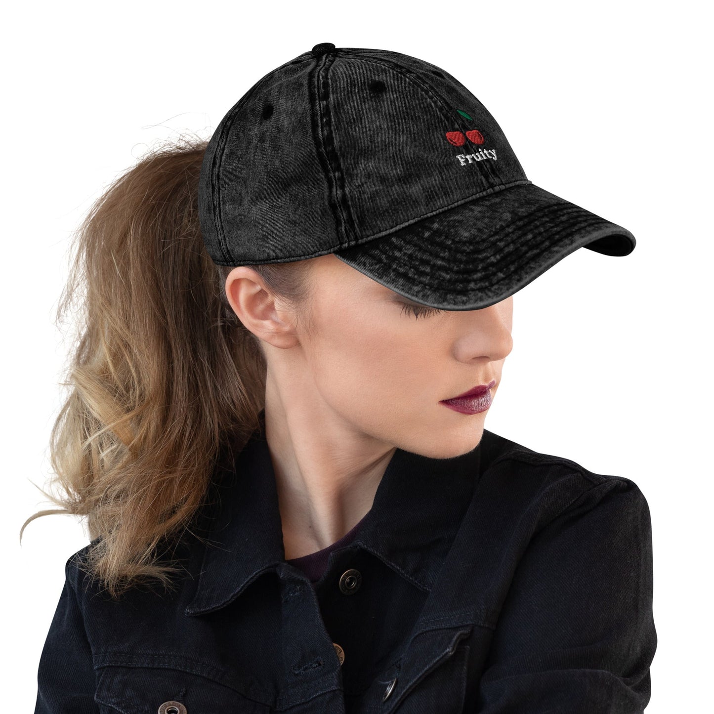 Fruity - Vintage Cotton Twill Cap (Black denim) Rave Day 