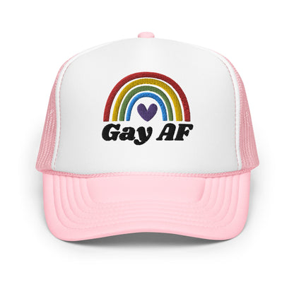 Gay AF - Foam trucker hat Rave Day Light Pink / White / Light Pink 