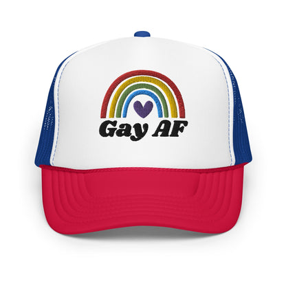 Gay AF - Foam trucker hat Rave Day White / Royal / Red 