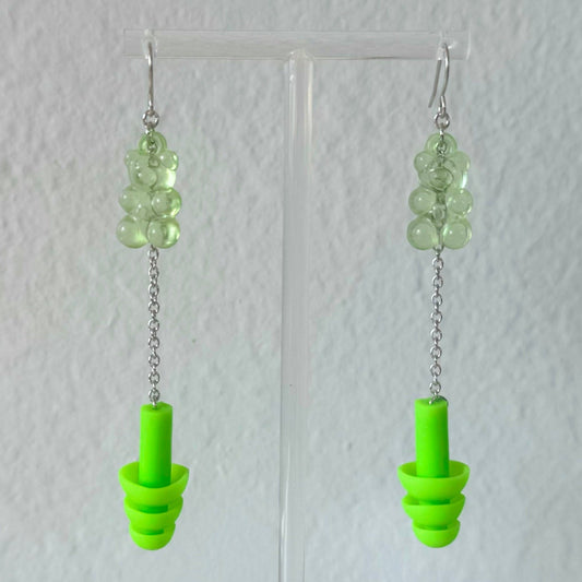 Green Gummy Bears Earrings Rave Day 