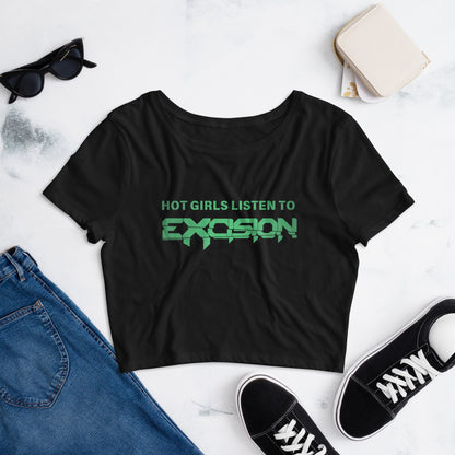 Hot Girls Listen to Excision - Black/Green Crop Tee Rave Day 