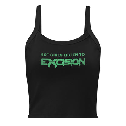 Hot Girls Listen to Excision - Black/Green micro-rib tank top Rave Day 