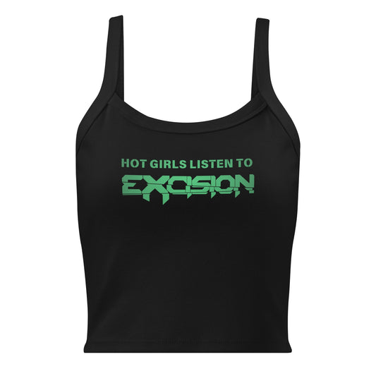 Hot Girls Listen to Excision - Black/Green micro-rib tank top Rave Day 