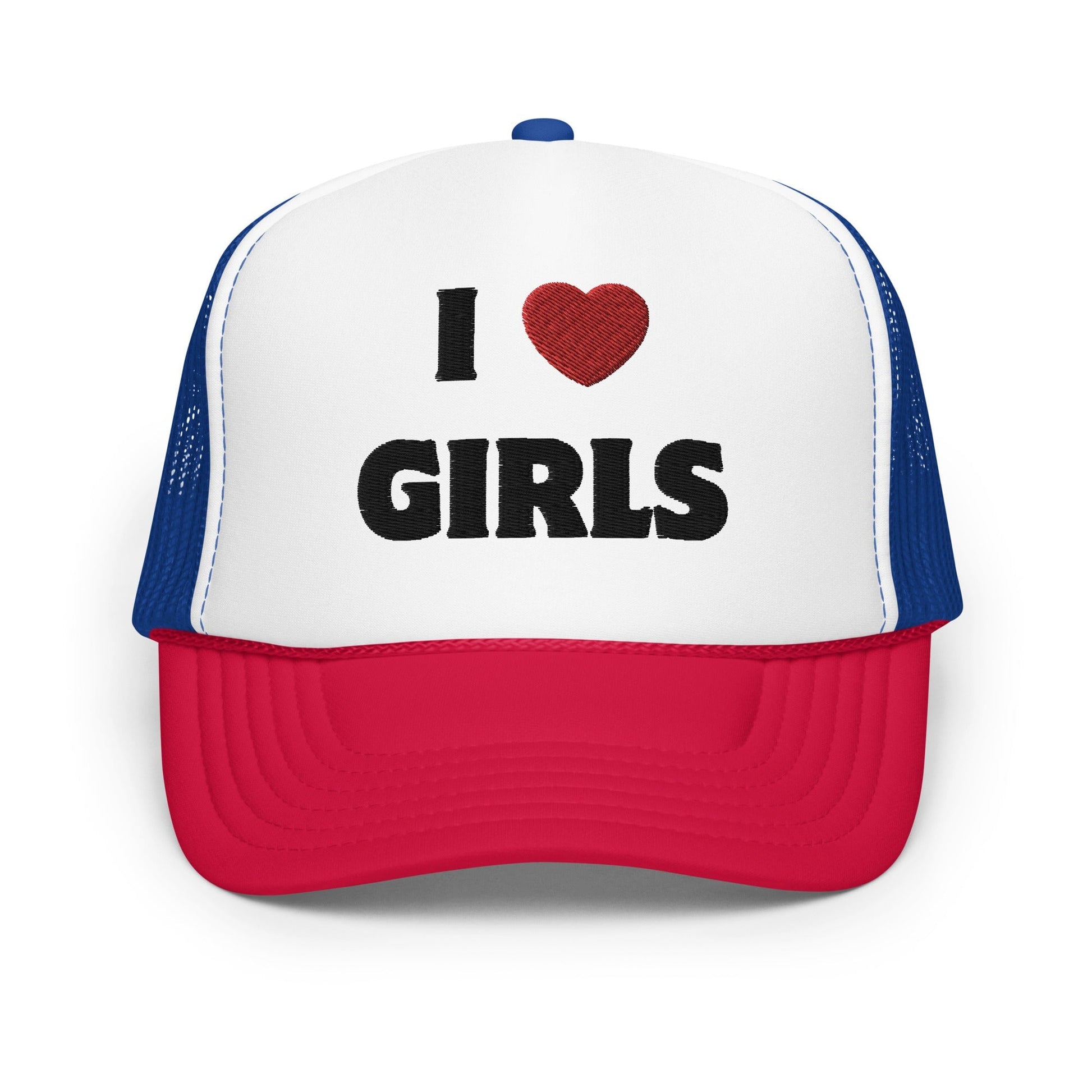 I Love Girls - Foam trucker hat Rave Day White / Royal / Red 