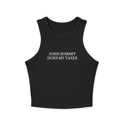 John Summit Does My Taxes - Women's Micro Rib Racer Tank Top Tank Top Printify Solid Black Blend XS 