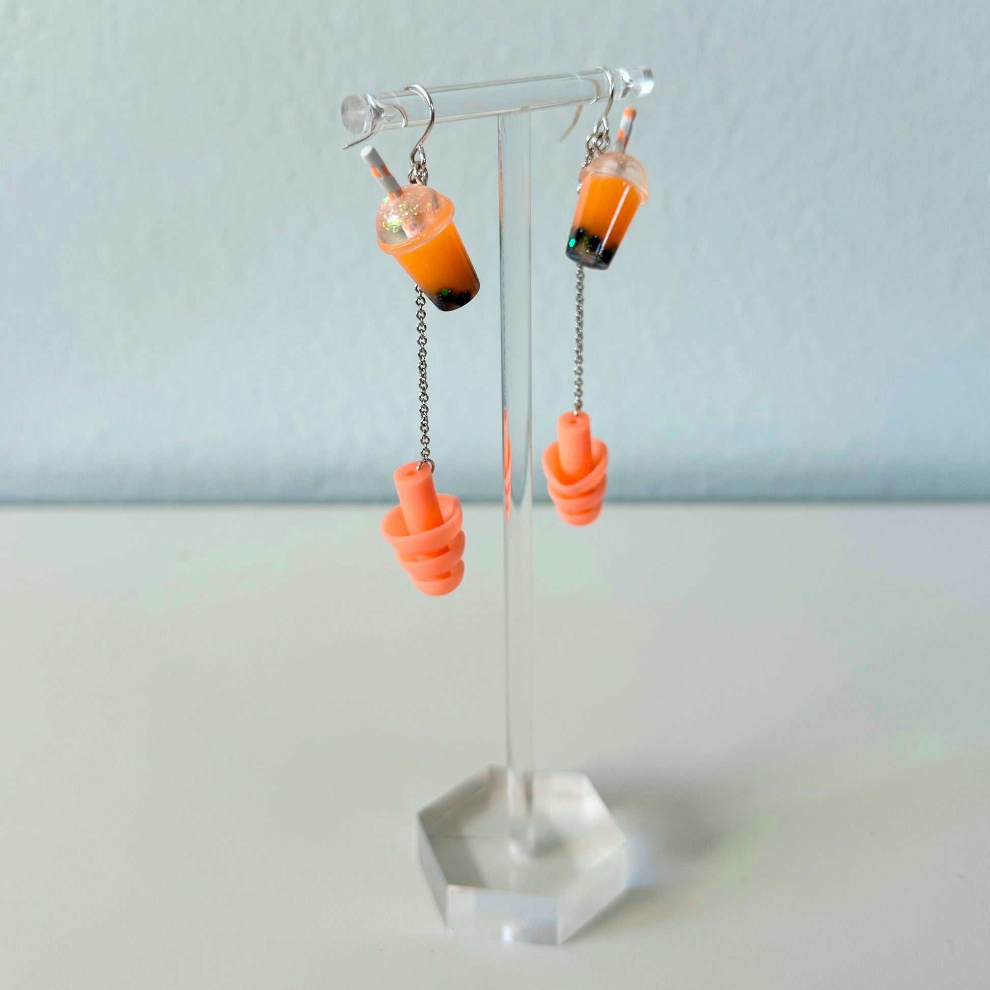 Orange Boba Earplug Earrings Earrings Rave Day 