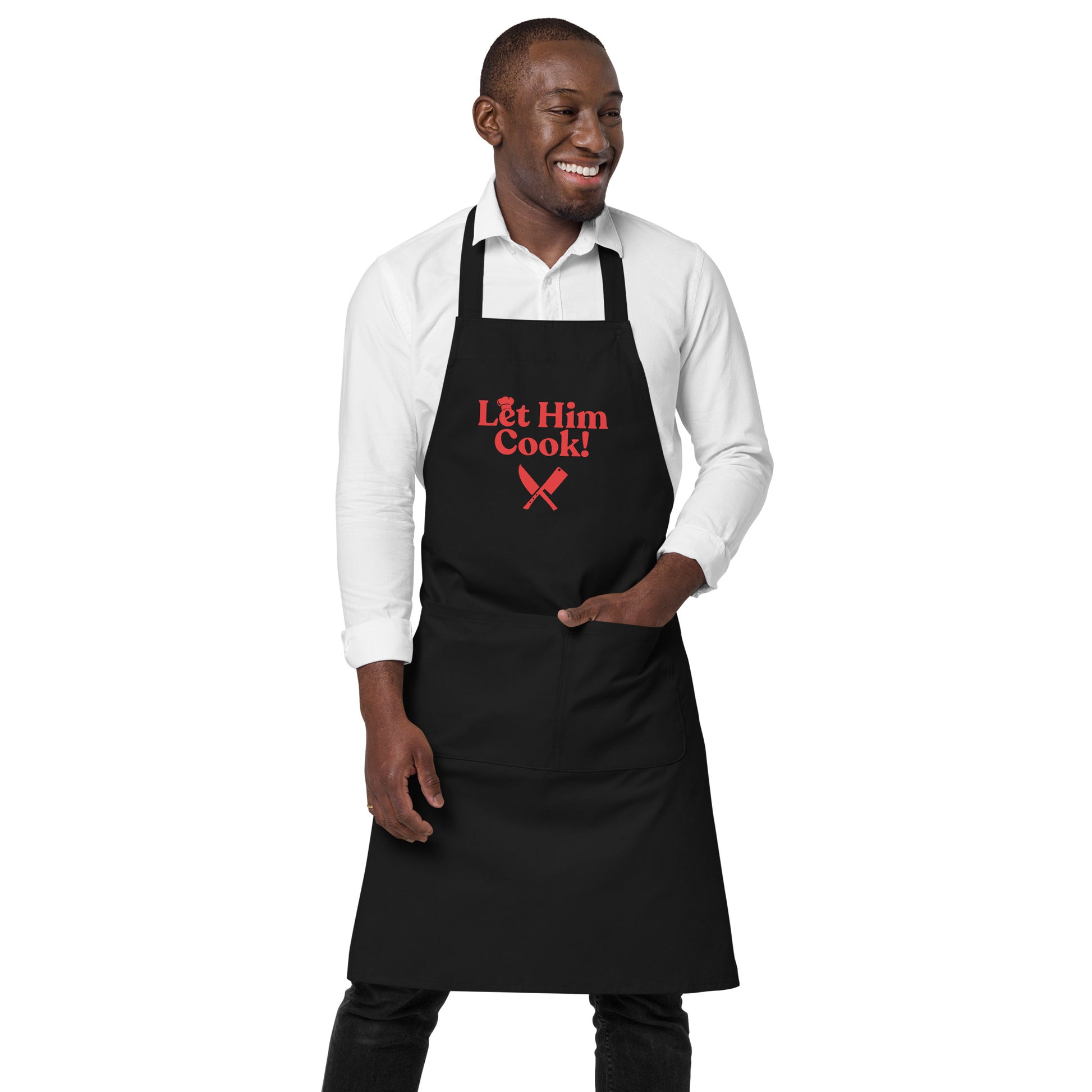 edm gear Let Him Cook! - Black Organic Cotton Apron