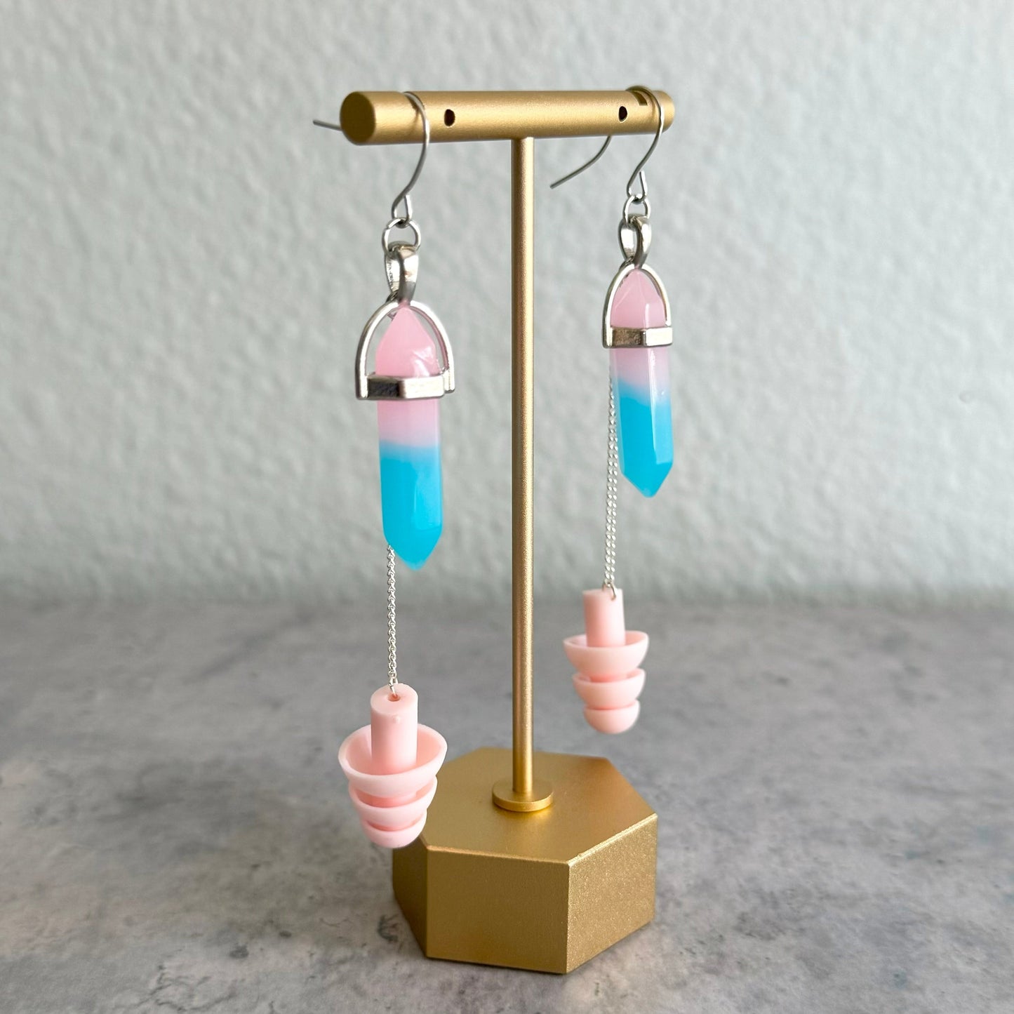 Pink Crystals Earrings Rave Day 