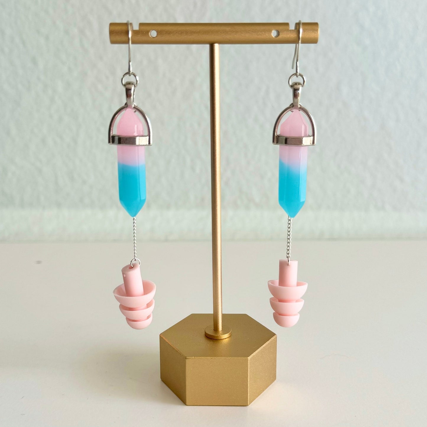 Pink Crystals Earrings Rave Day 