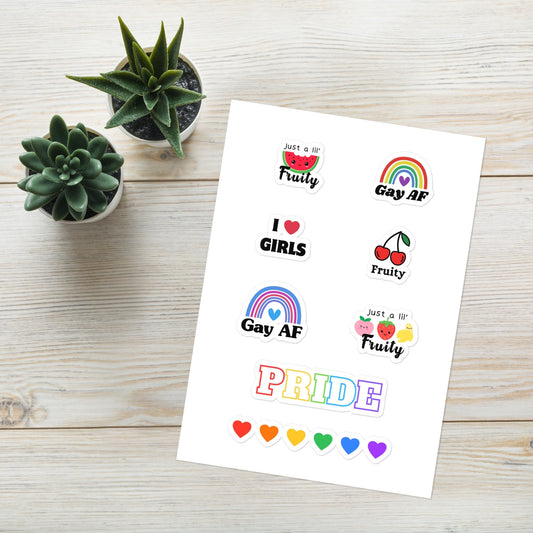 PRIDE Rainbow - Sticker Sheet (8 stickers) Rave Day 