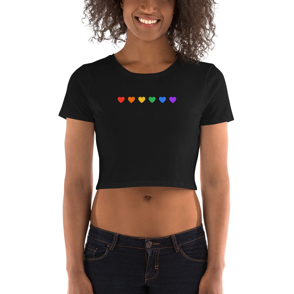 Rainbow Hearts - Black Crop Tee Rave Day 