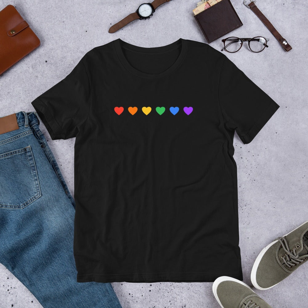 Rainbow Hearts - Unisex T-Shirt Rave Day 