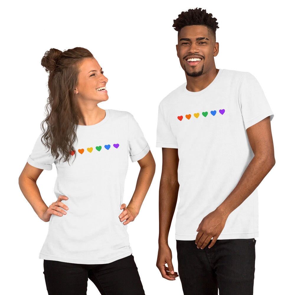 Rainbow Hearts - Unisex T-Shirt (White) Rave Day 