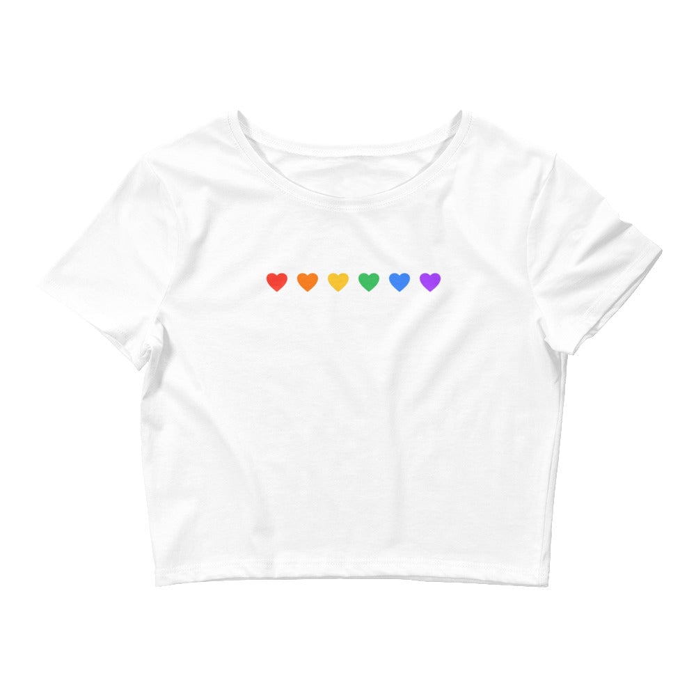 Rainbow Hearts - White Crop Tee Rave Day 