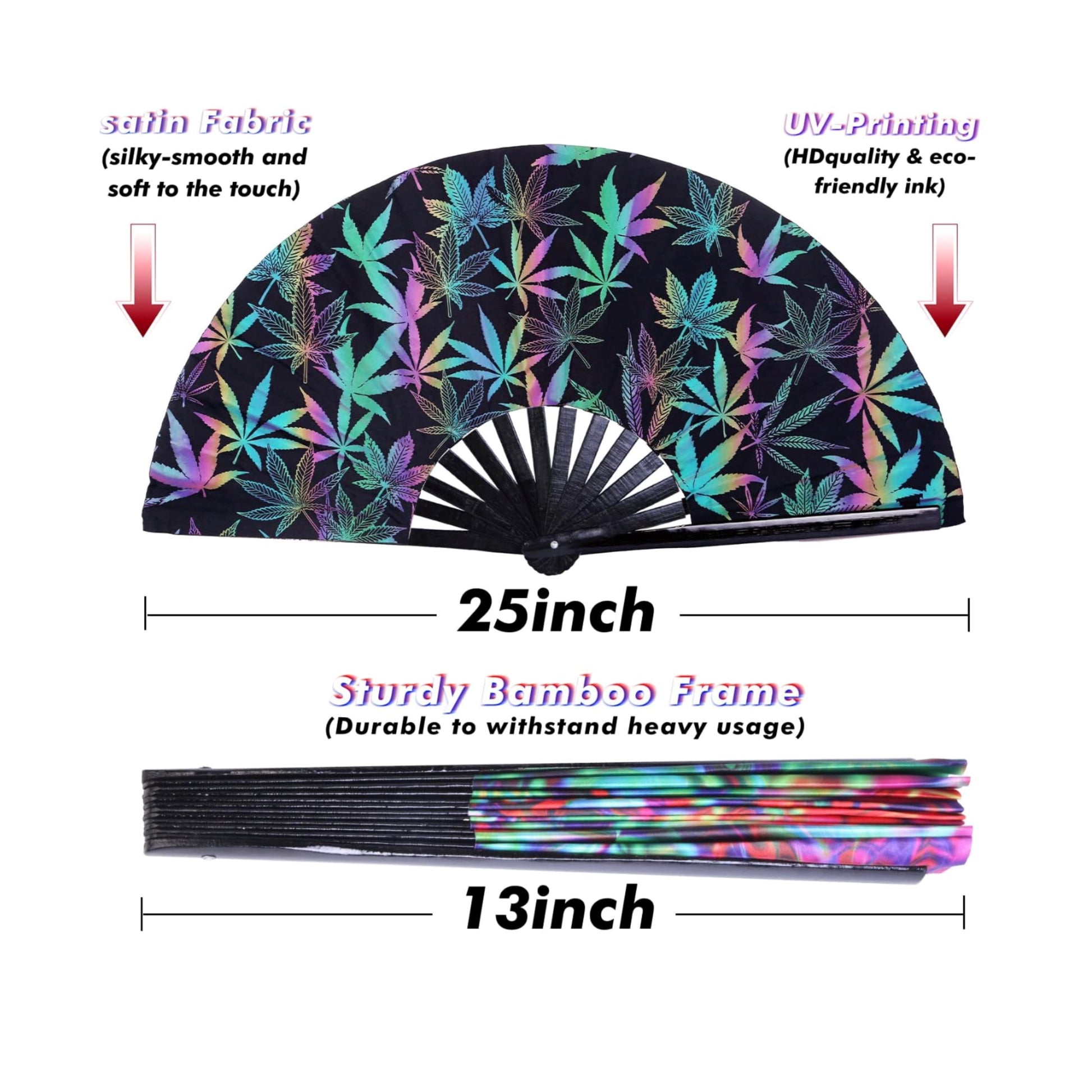 Reflective Holographic Fan - Pot Leaf Design Fan Rave Day 